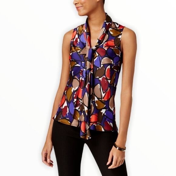 Nine West Women’s Geometric Print Blouse in Size L - Picture 1 of 12